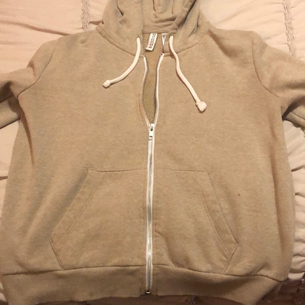 Tan cropped zip up hoodie!